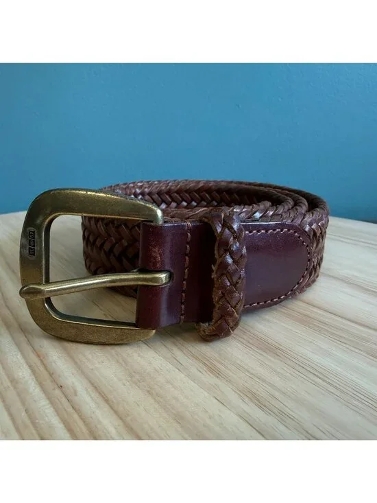 Polo Ralph Lauren Womens Braided Leather Belt With Brass Buckle Size 32 - Picture 2 of 16
